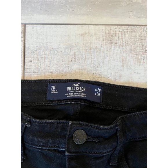 Hollister Super Skinny Black Jeans Women's Size 7 / 28 Denim Womens Mid Rise - Picture 3 of 6
